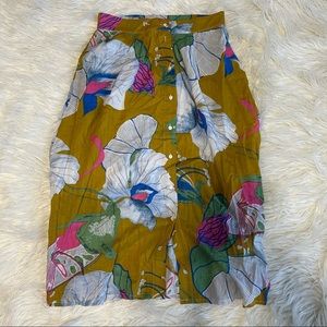 Pando Grove Hibiscus Floral Midi Skirt